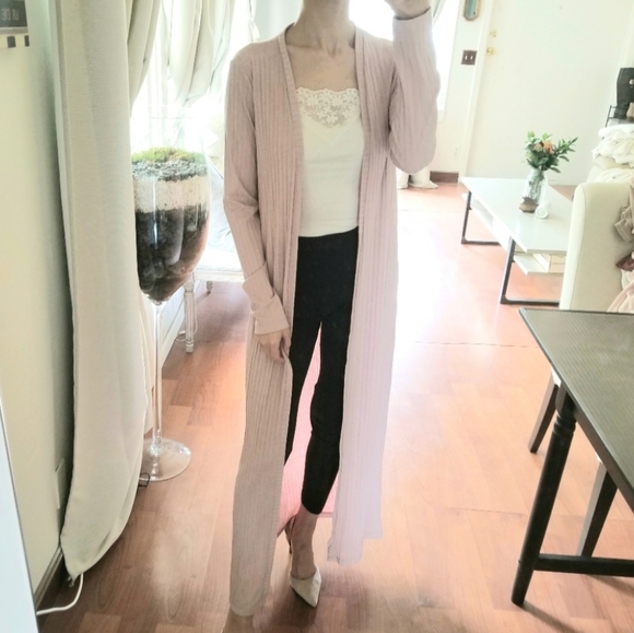 Forever 21 Sweaters - Forever 21 Pink Wide Ribbed Open Duster Sweater